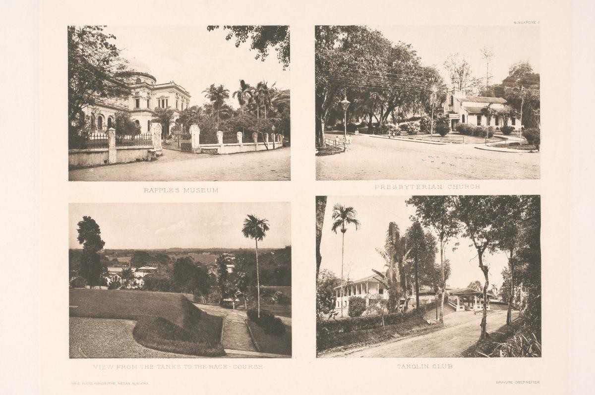The National Museum, Presbyterian Church, Race Course and the Tanglin Club by C.J. Kleingrothe