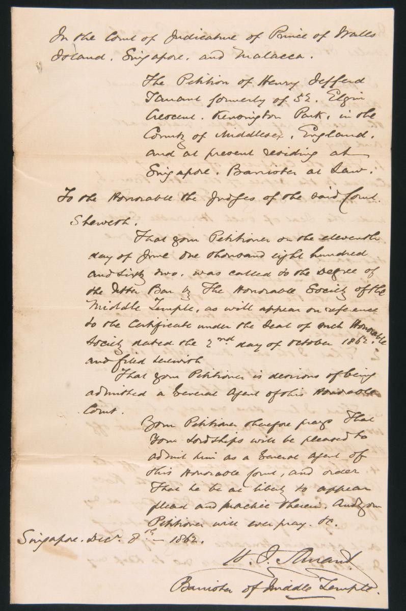 Petition of Henry Jefferd Tarrant