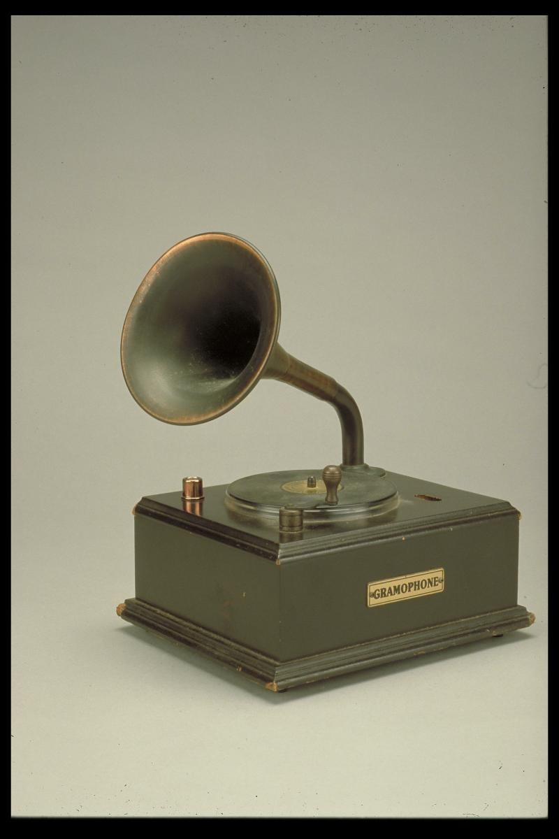 Gramophone with vinyl records