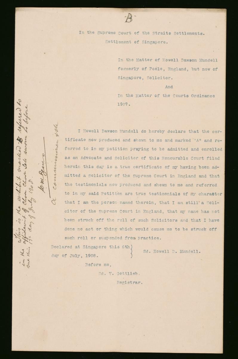 Declaration of Howell Dawson Mundell