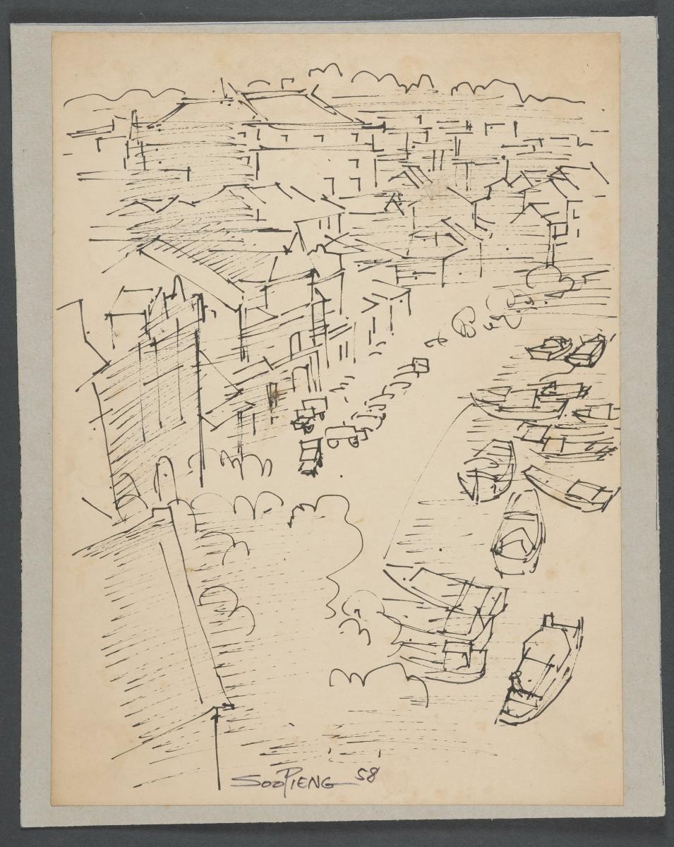 Untitled (Singapore River bank with Godowns)