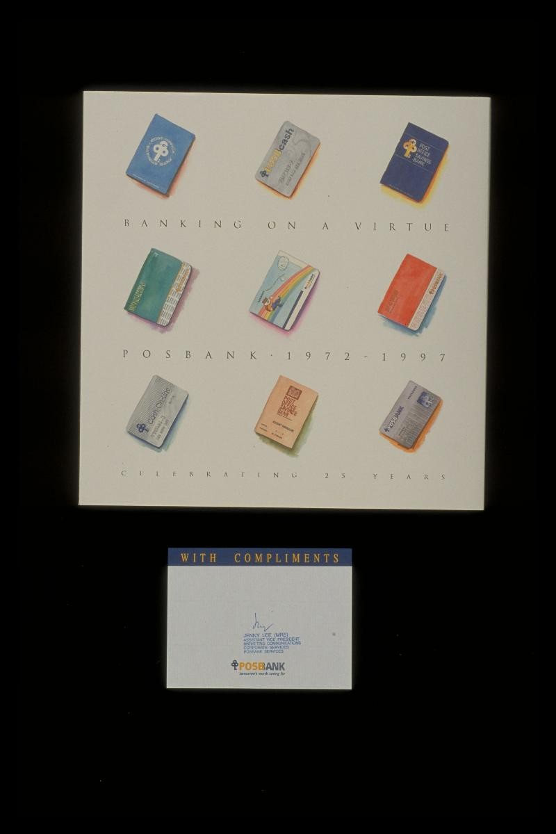 Hardcover book commemorating POSBank's 25th anniversary entitled 'Banking on a Virtue'
