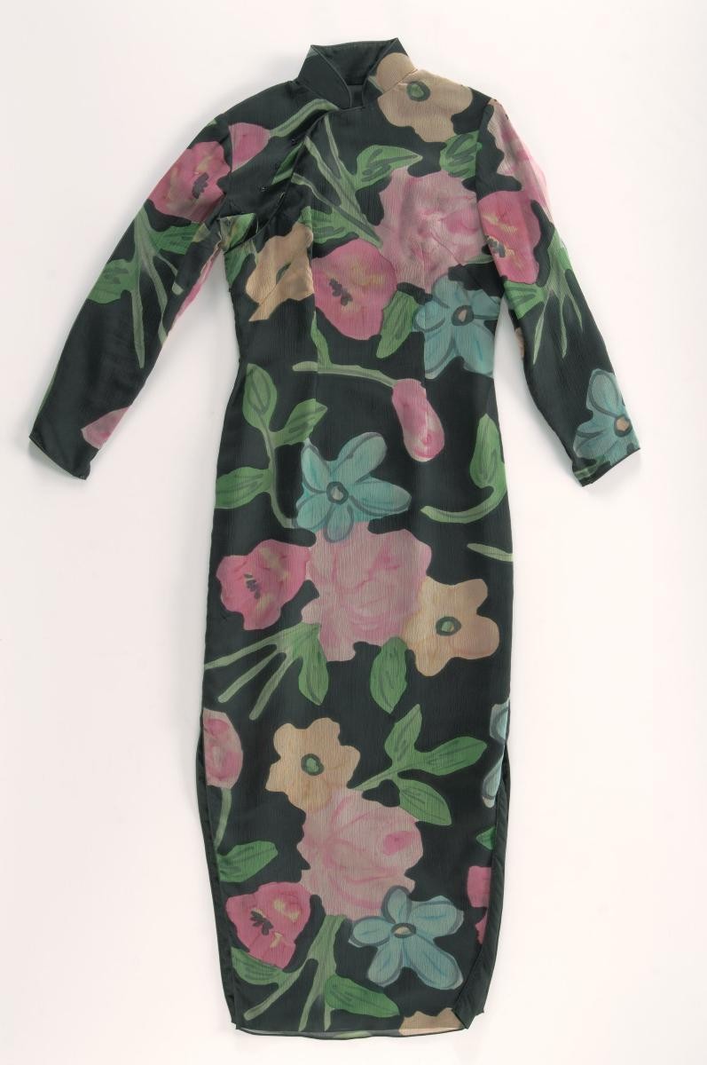 Black floral cheongsam