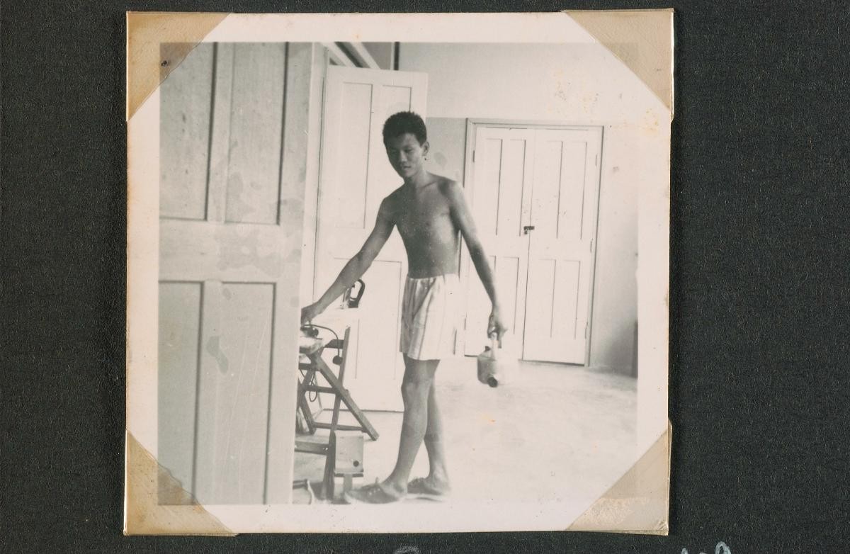 A man at a bunk of Royal Air Force (RAF) Changi