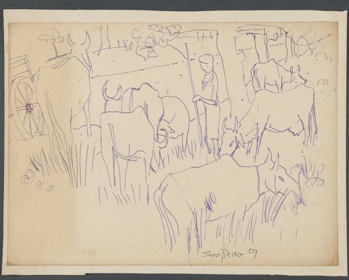 Untitled (Villager with A Herd of Water Buffalo)