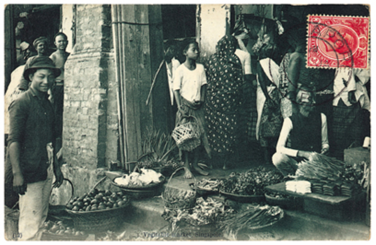1917 Vegetable Market Postcard