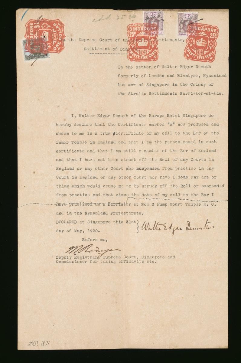 Declaration of Walter Edgar Demuth