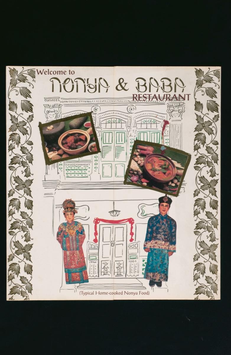 Menu from Nonya and Baba Restaurant