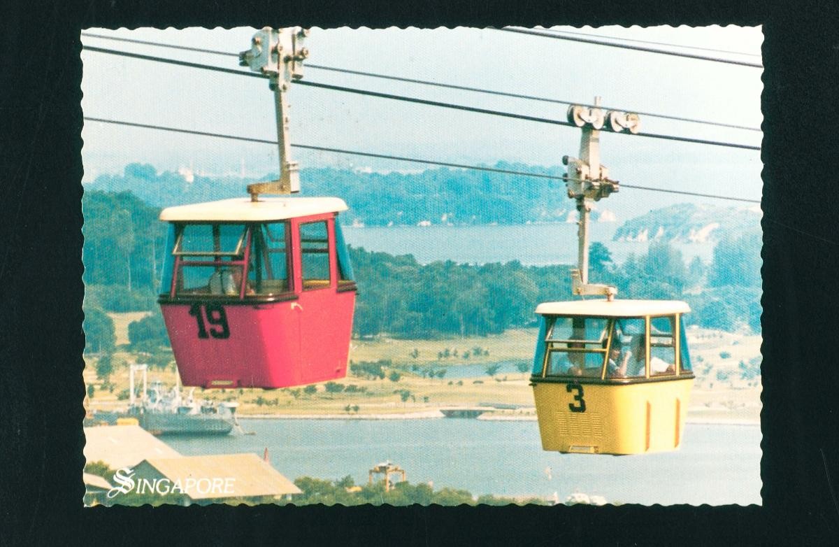 Sentosa cable cars travelling across the island