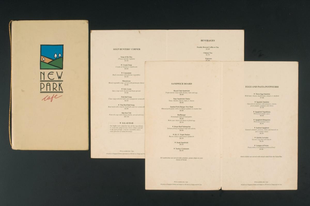Menus from New Park Café