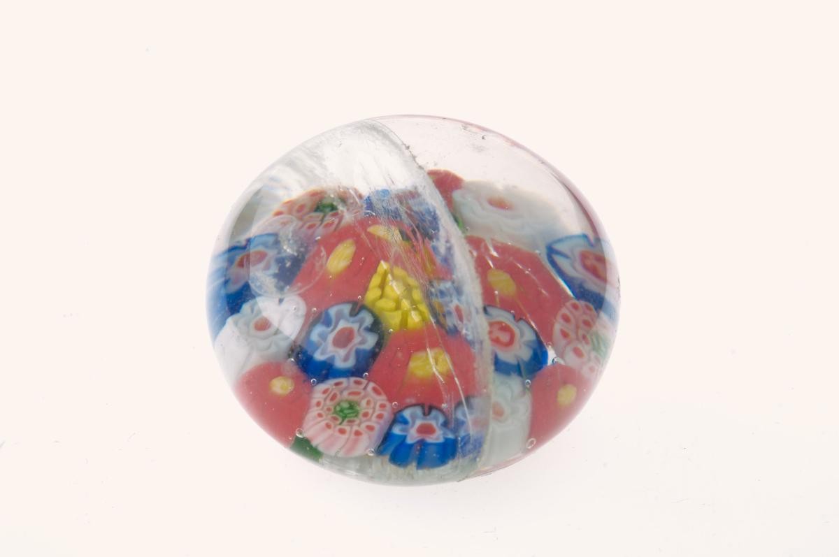 Glass paperweight with floral design