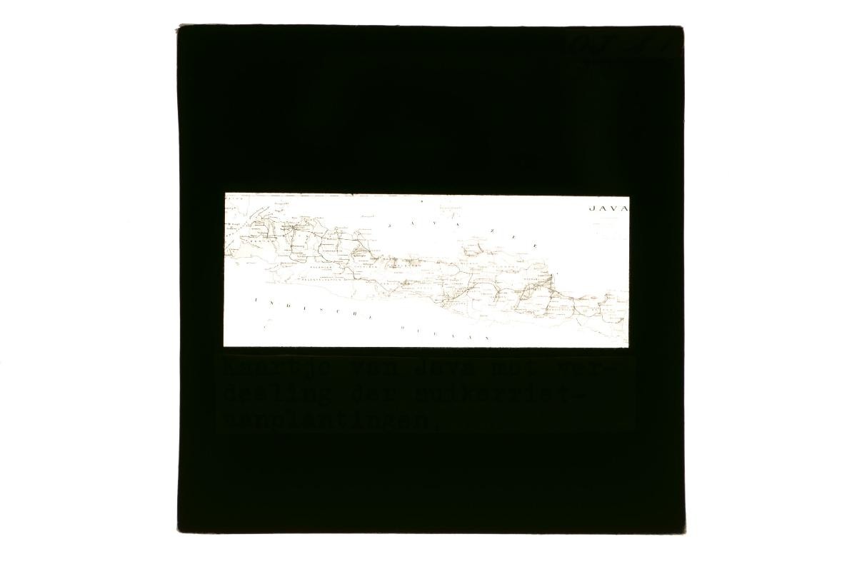 A glass lantern slide depicting a map of Java