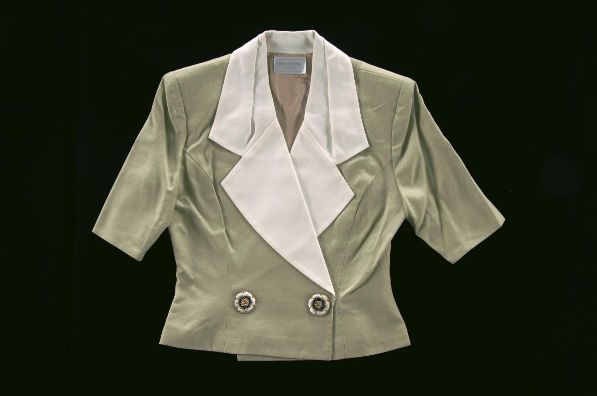 Avocado green fitted jacket by Benny Ong