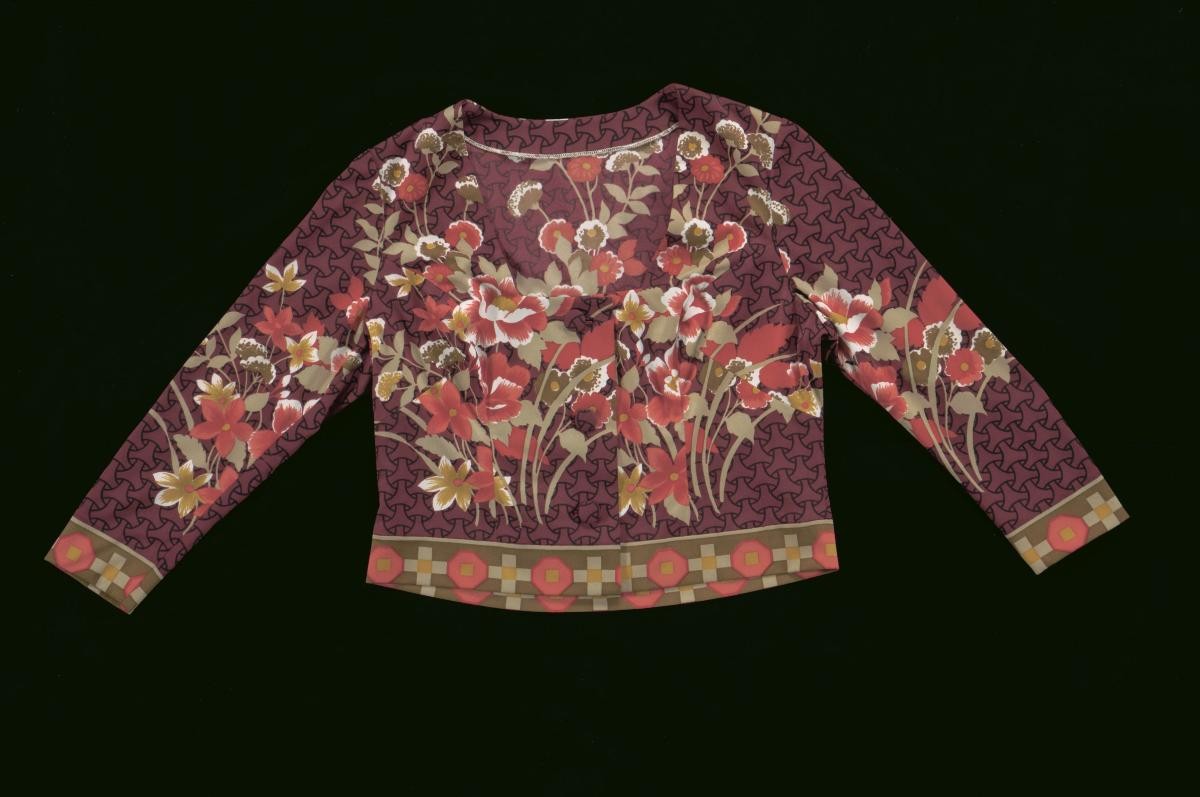 Maroon floral jacket for a sleeveless cheongsam