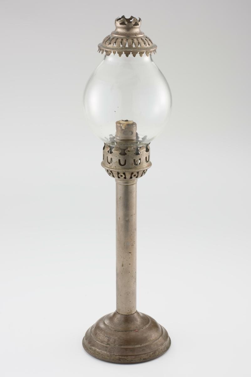 Glass-domed lamp stand