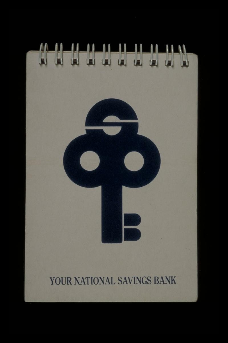 Notebook with slogan, ‘Your national savings bank’