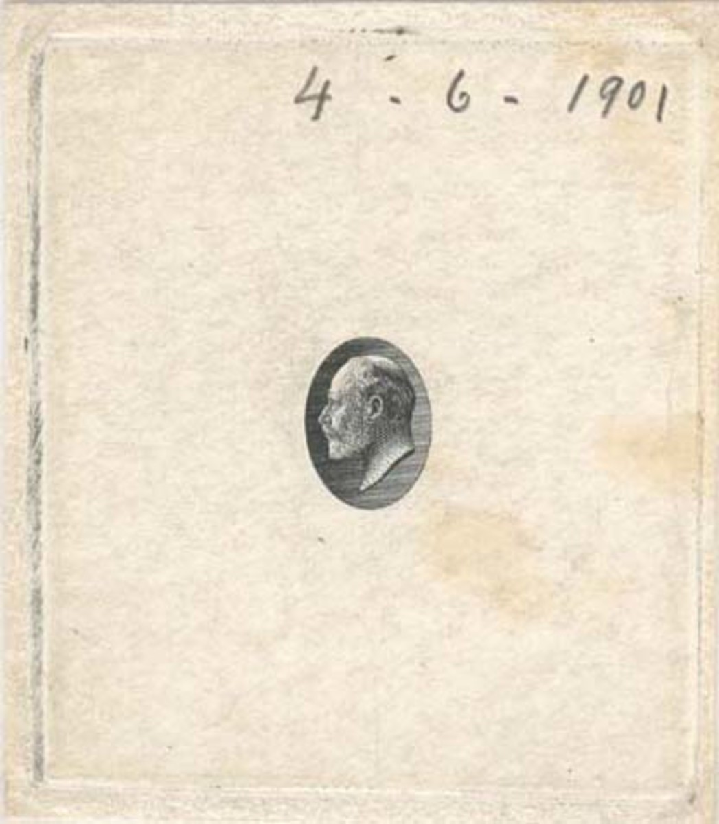 Colonial die proof depicting small King Edward VII head size, dated "4.6.1901".
