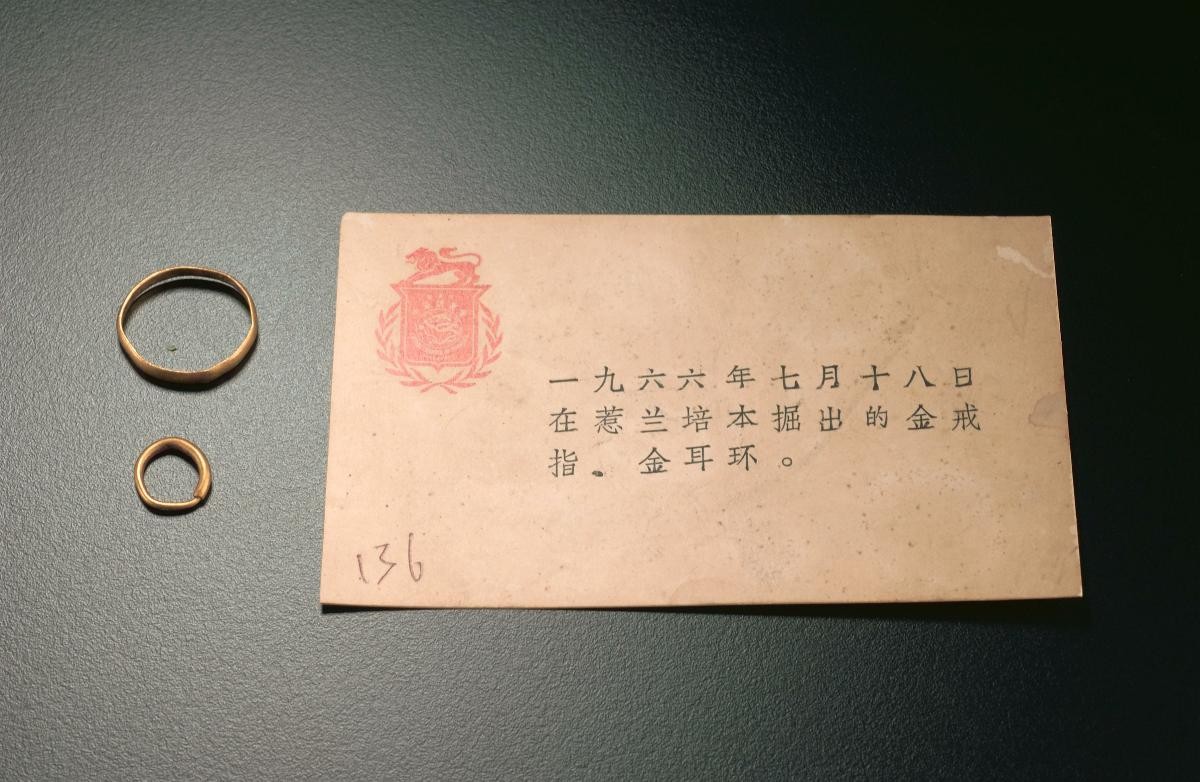 A gold ring and a gold earring