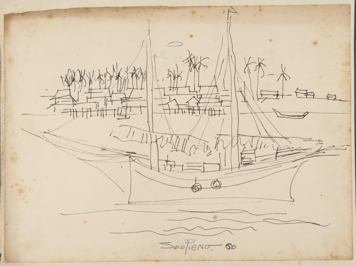 Untitled (Ship with Kampung in Background)