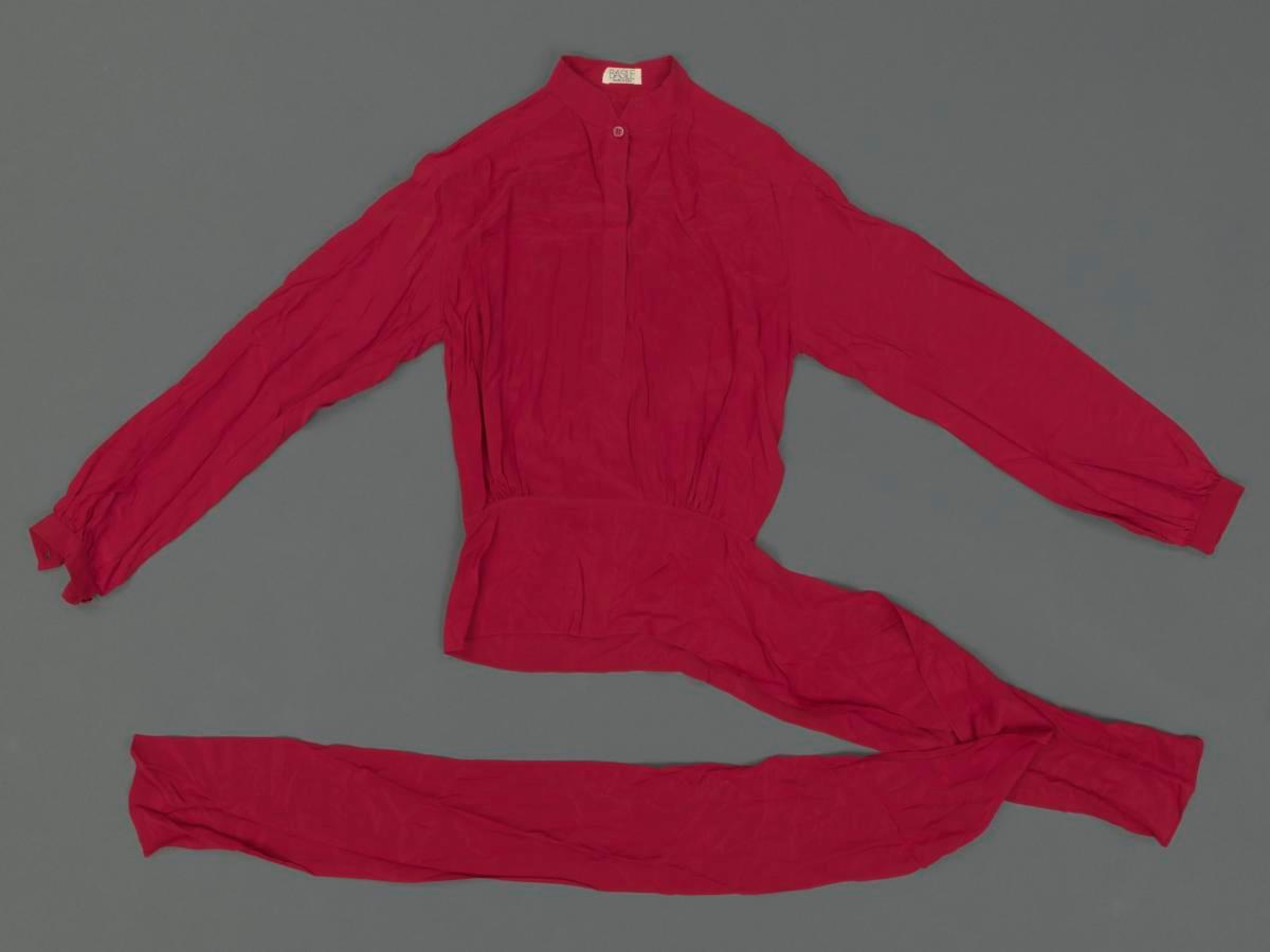 Basile silk ribboned blouse in red