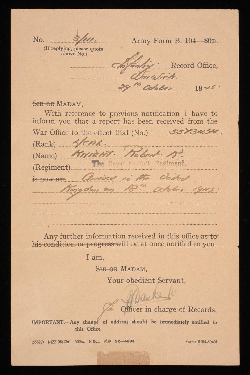 Army Form B. 104 - 80B