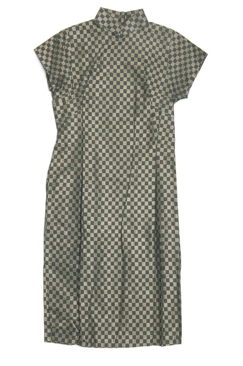 Black and gold checkered cap sleeve cheongsam