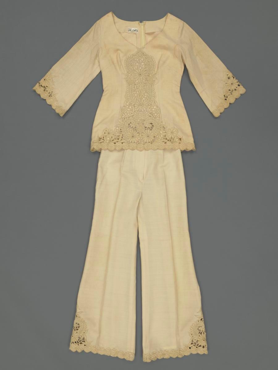 Hilda's lace-trimmed top and matching pant set