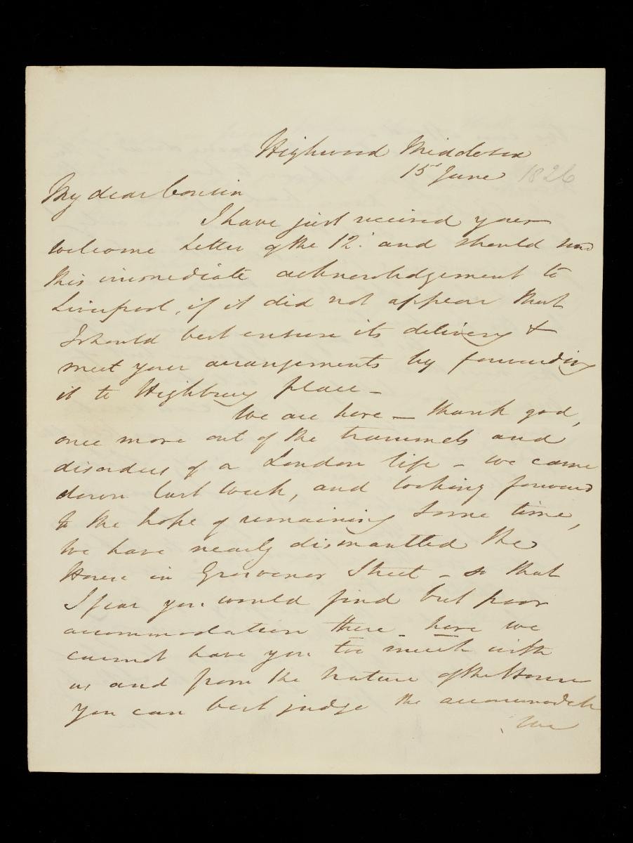 Letter from Thomas Stamford Raffles to the Revd Thomas Raffles