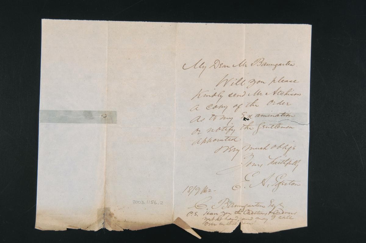 Letter from Edward Augustus Edgerton to Christian Baumgarten