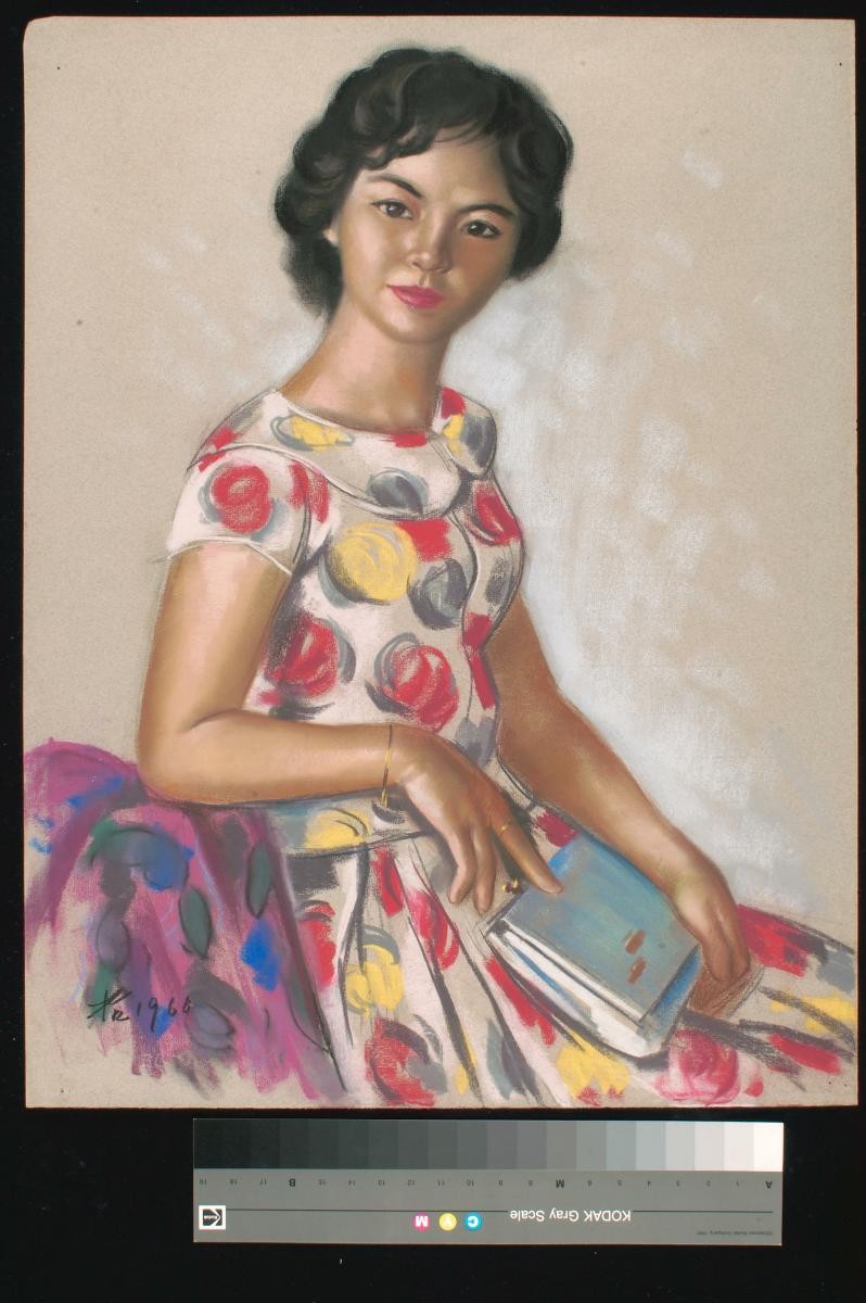 Lady in Flowered Dress with Book