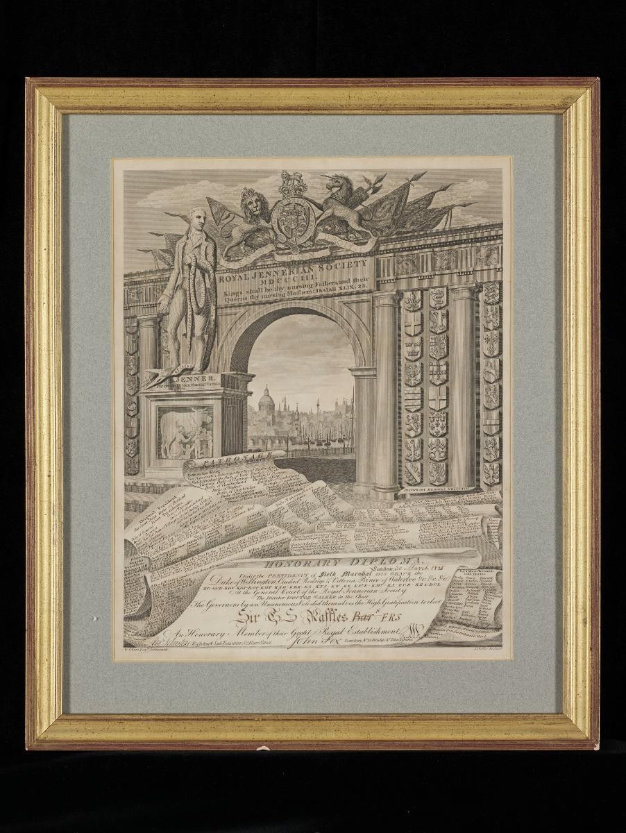 Diploma of the Royal Jennerian Society presented to Raffles in 1825