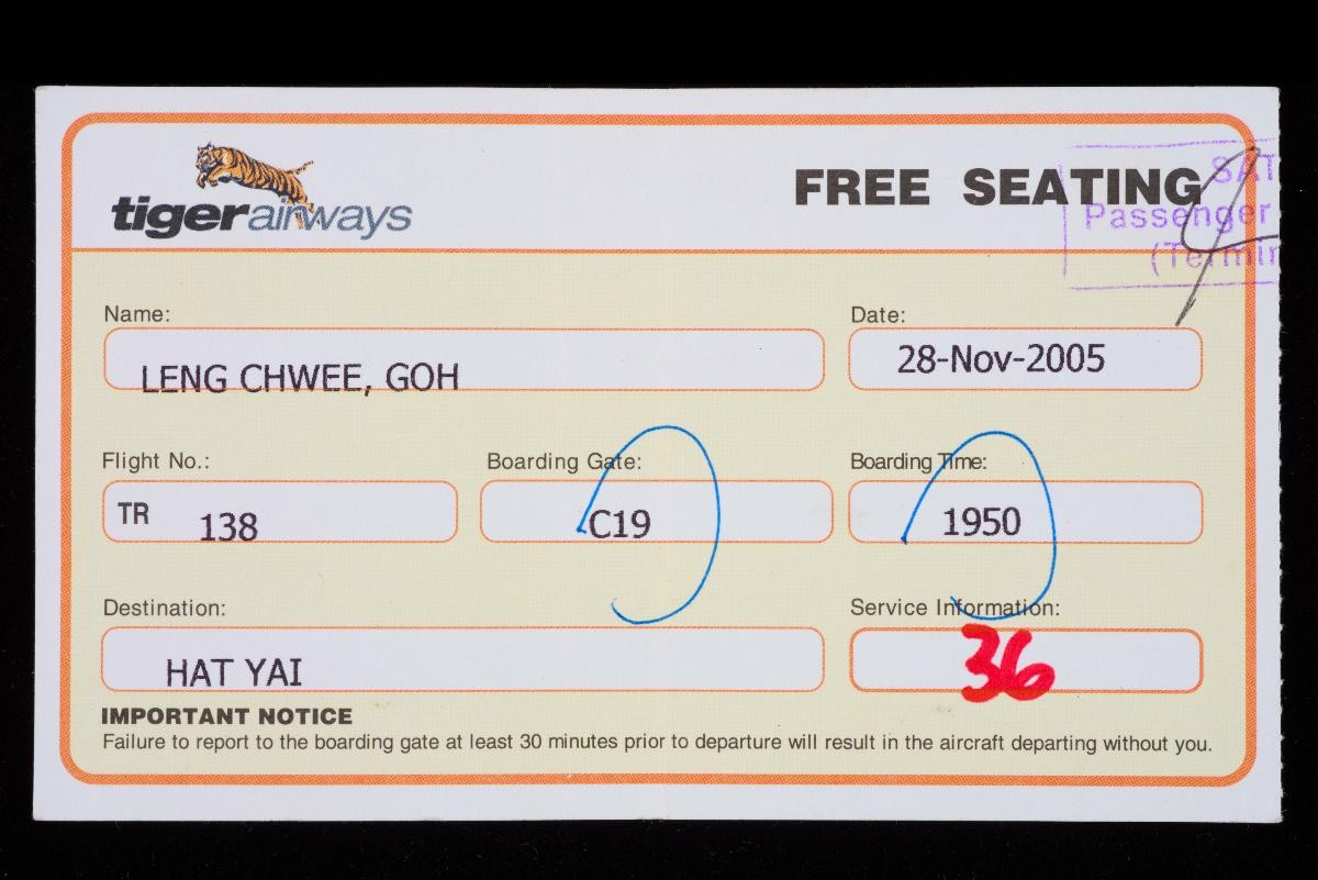 Tiger Airways Boarding Pass