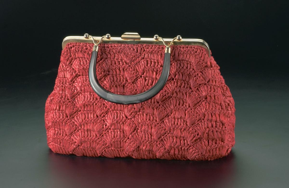 Red tote with metal clasp
