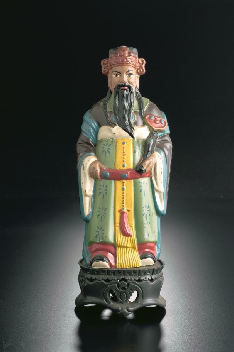 Plastic Fu Lu Shou figurine coin bank by OCBC bank