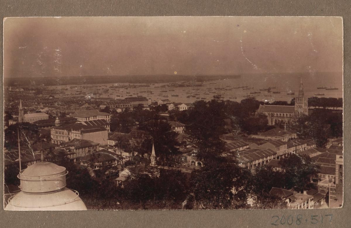 View of a European town from Fort Canning
