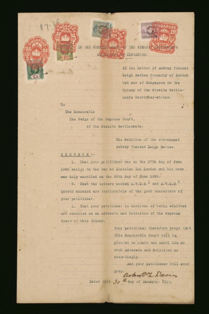 Petition of Aubrey Vincent Leigh Davies