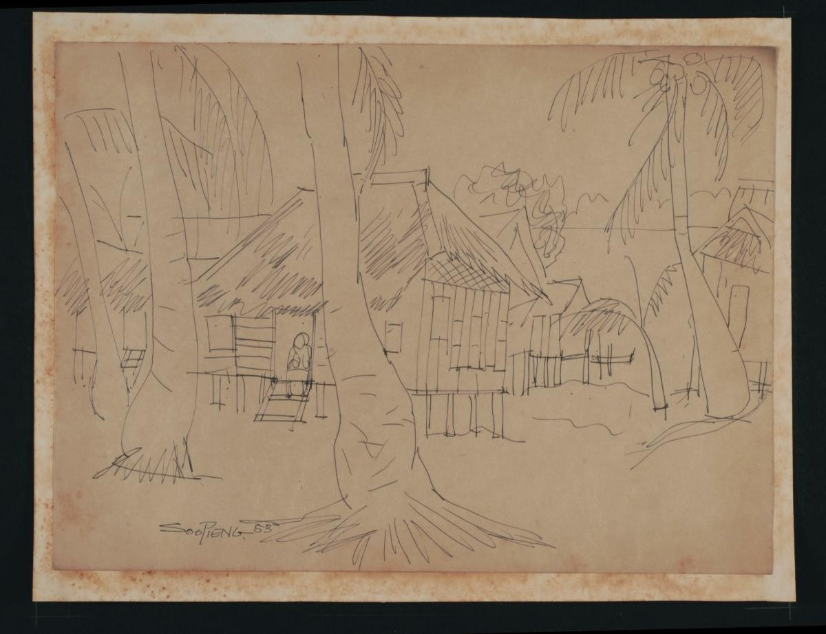 Untitled (Village Scene with Trees)