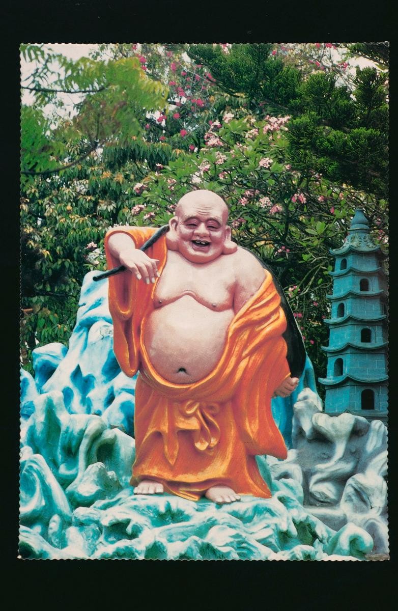 Sculpture of the Sack Monk at Haw Par Villa