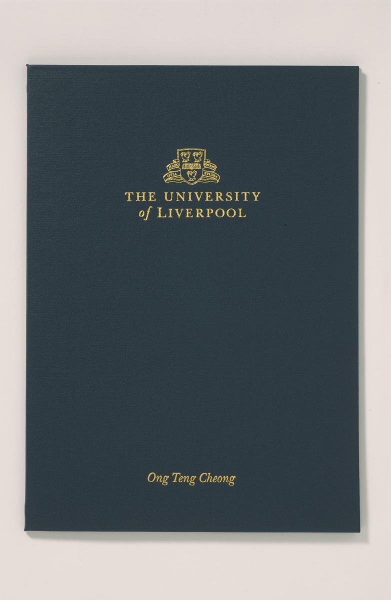 University of Liverpool congregation ceremony folder belonging to Mr. Ong Teng Cheong