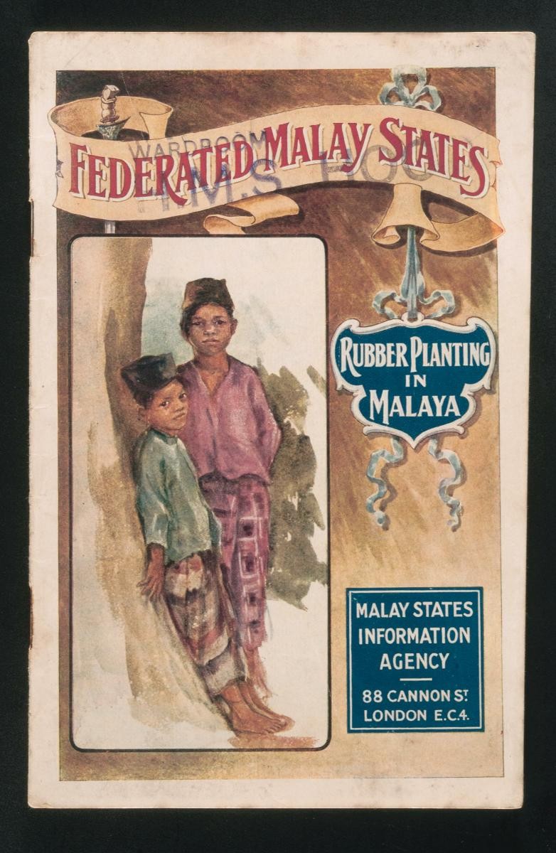 Poster from the HMS Hood advertising rubber planting in Malaya