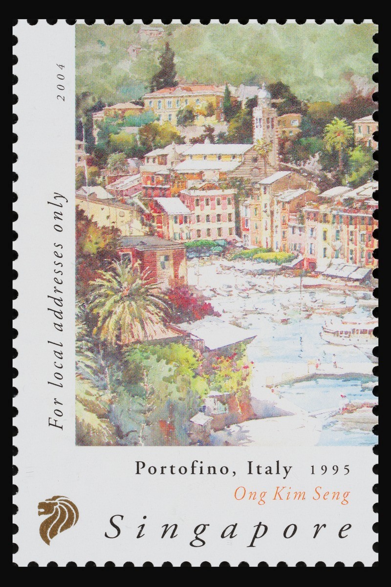 A stamp featuring ‘Portofino, Italy, 1995’ by Ong Kim Seng