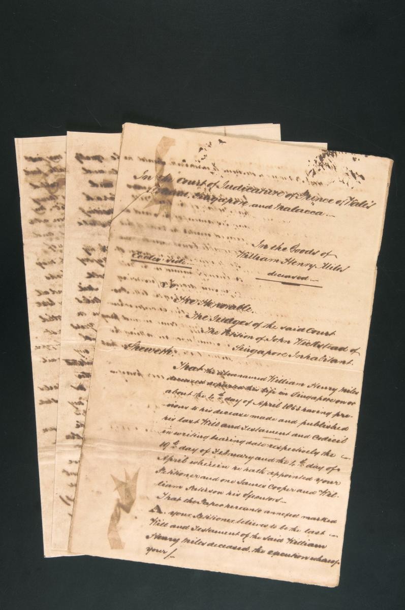 Petition of Wickstead of Singapore concerning the estate of William Henry Wills