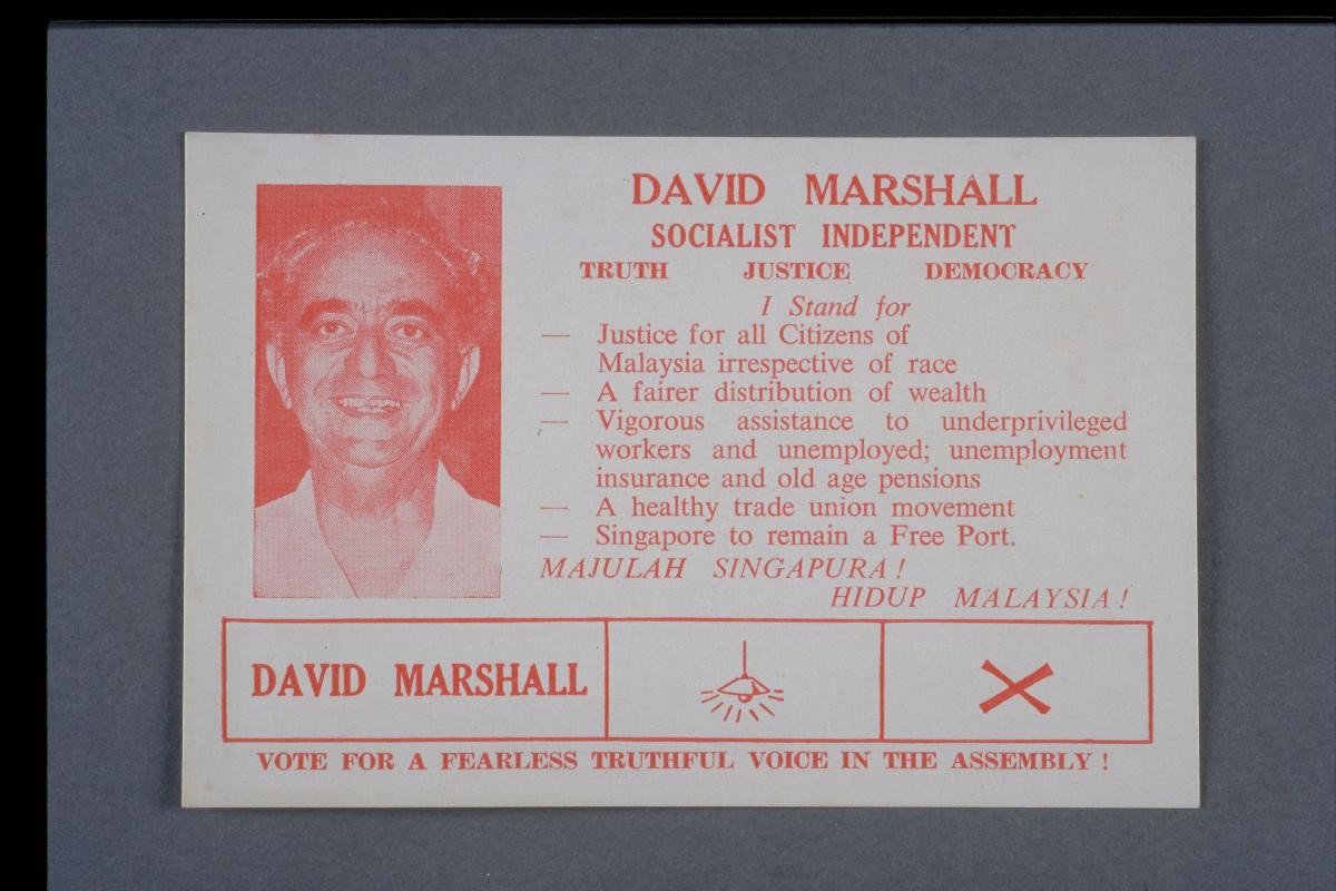 Campaign card used by David Marshall in the 1963 general election