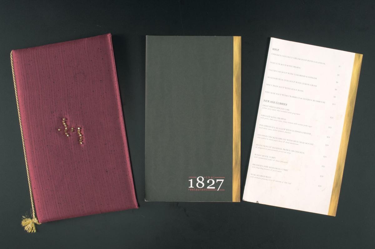 Menus from Thai 1827 Restaurant