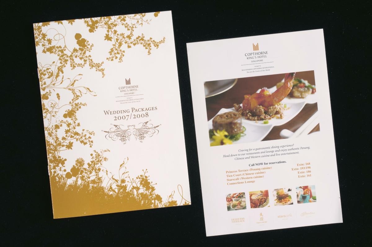 Wedding packages booklet and advertisement from Copthorne King's Hotel