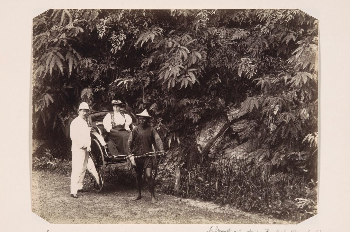 European couple in rickshaw at Bukit Timah