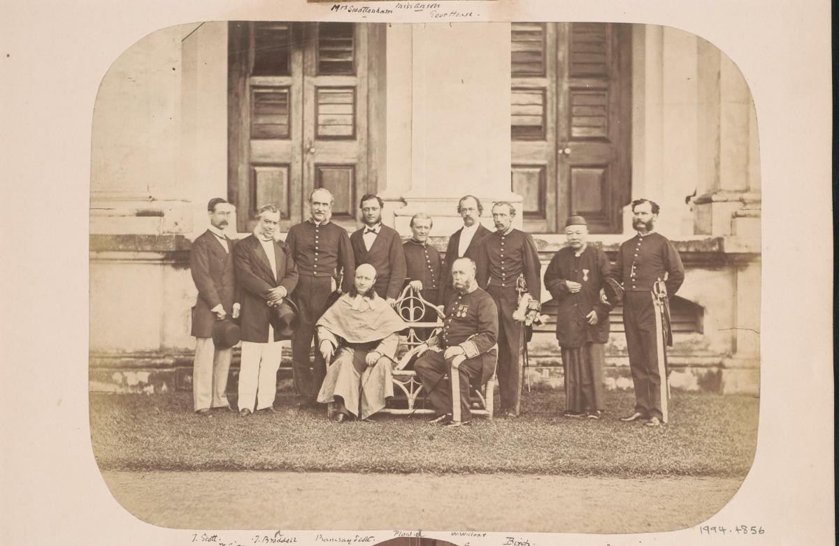Members of the Legislative Council posing with Governor Harry St George Ord at Government House