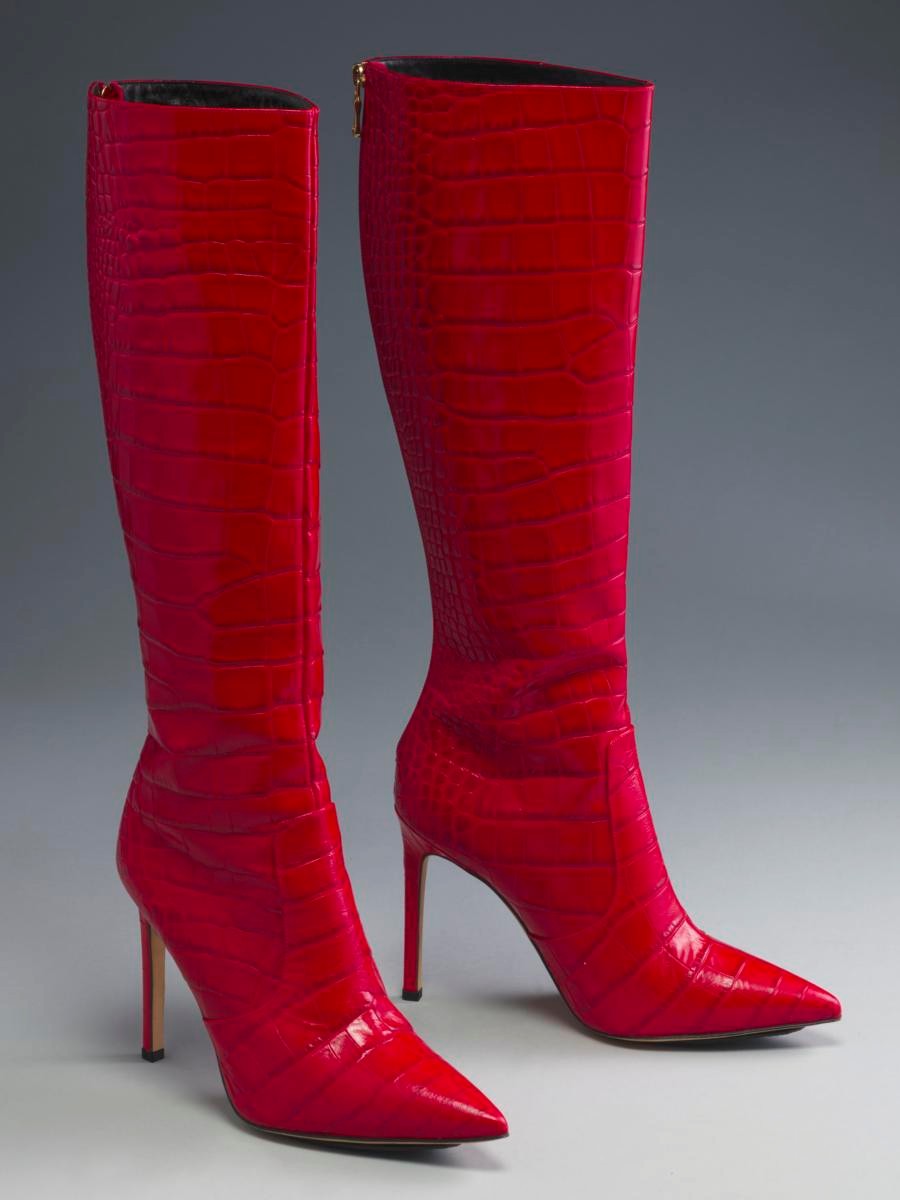 Mock-croc leather boots