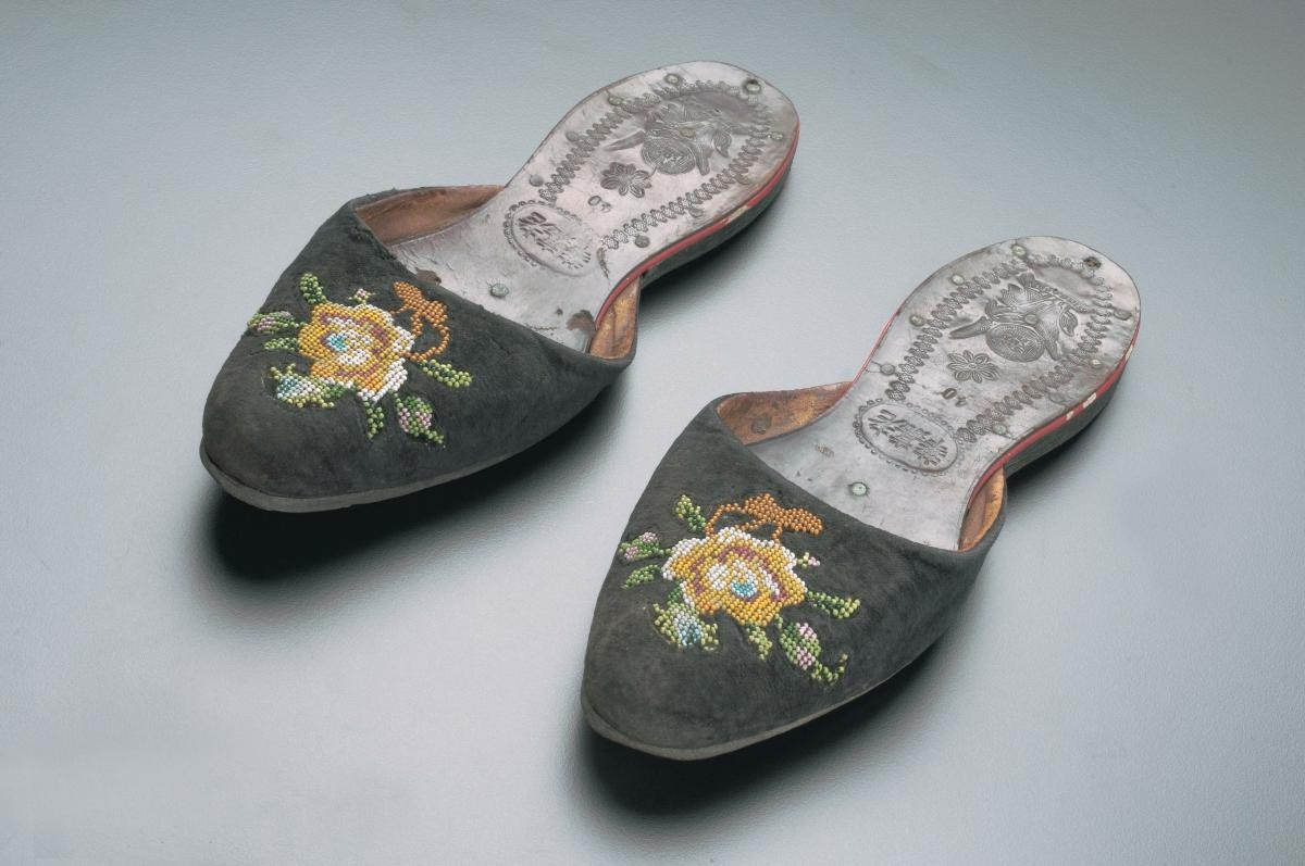 Pair of beaded slippers