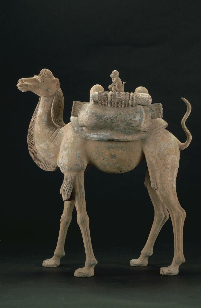 Earthenware camel with monkey